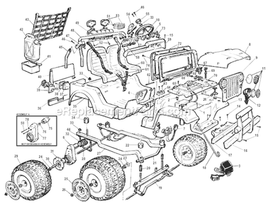 Page A Diagram and Parts List for 78608-86255  Power Wheels Ride-On Cars